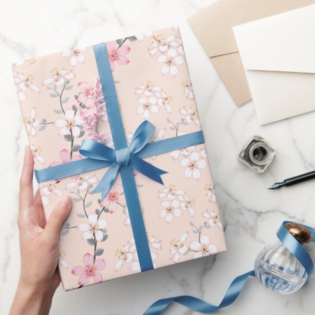 30 Inches x 6 Feet Cherry Blossom Wrapping Paper (Gifting)