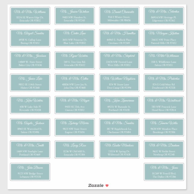 30 Individual Wedding Guest Address Labels (Sheet)