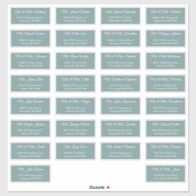30 Individual Wedding Guest Address Labels (Sheet)