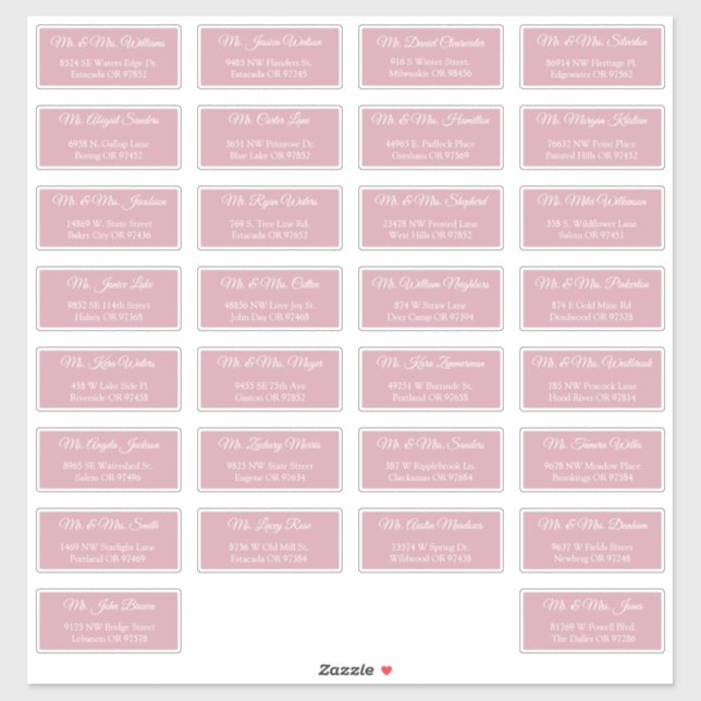 30 Individual Wedding Guest Address Labels (Sheet)