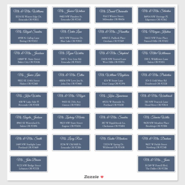 30 Individual Wedding Guest Address Labels (Sheet)