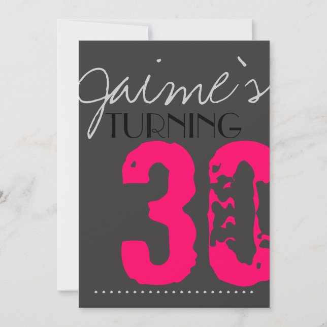 30 Invitation d'anniversaire Neon et gris (Devant)