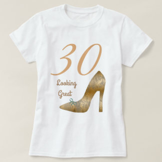 30 & Looking Great High Heel Teal Blue Bow T-Shirt