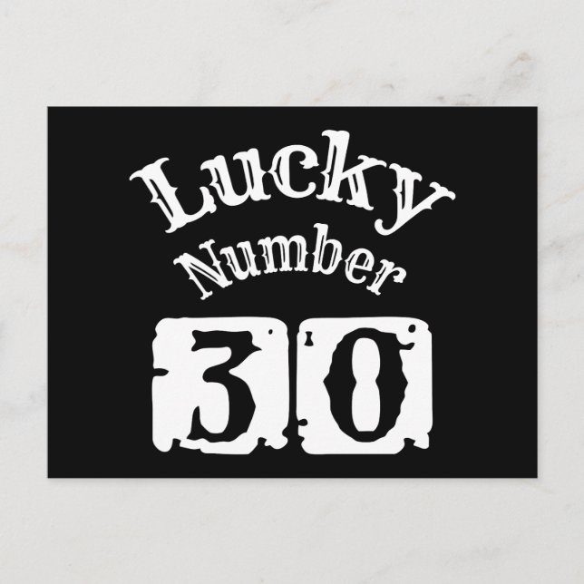 30 - Lucky Number 30 Luck Postcard (Front)