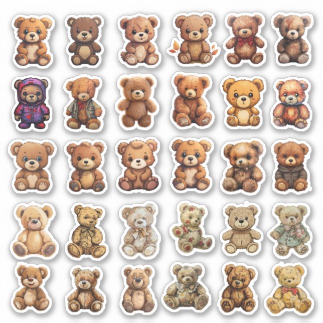 30 mini ours en peluche Stickers (Devant)