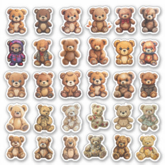 30 mini teddy bear Stickers