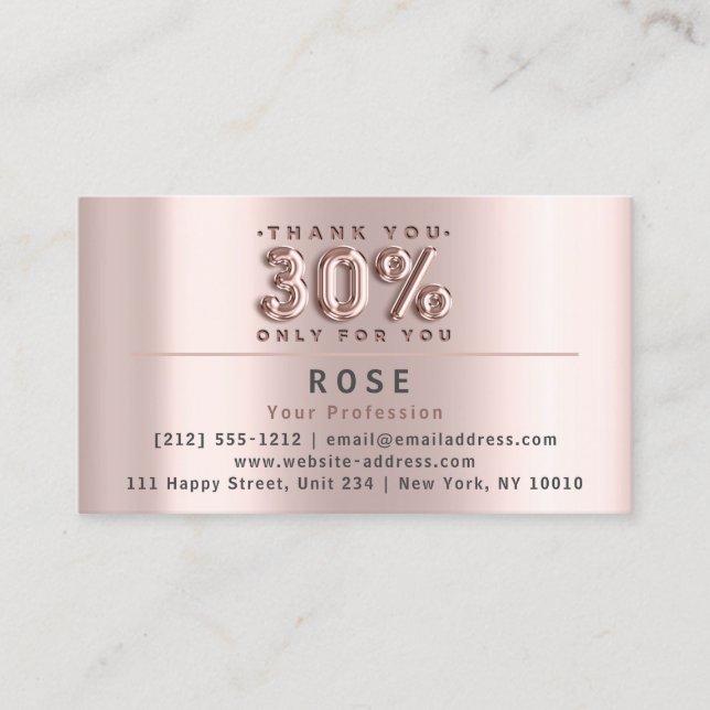 30% Off Discount Logo Thank Rose US American Flag Appointment Card (Front)