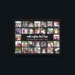 30 Photo Collage Grid - 2 Text boxes - black white Canvas Print<br><div class="desc">Use 30 SQUARE photos to create a personal photo collage. This modern, clean layout includes 2 text blocks - 1 in a trendy script and 1 in a san serif font to add a family name or a name. The background colour can be changed in the customize area. ***For best...</div>