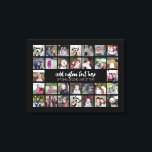 30 Photo Collage Grid - 2 Text boxes - black white Canvas Print<br><div class="desc">Use 30 SQUARE photos to create a personal photo collage. This modern, clean layout includes 2 text blocks - 1 in a trendy script and 1 in a san serif font to add a family name or a name. The background colour can be changed in the customize area. ***For best...</div>