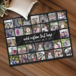 30 Photo Collage Grid - 2 Text boxes - black white Fleece Blanket<br><div class="desc">Use 30 SQUARE photos to create a personal photo collage. This modern, clean layout includes 2 text blocks - 1 in a trendy script and 1 in a san serif font to add a family name or a name. The background colour can be changed in the customize area. ***For best...</div>