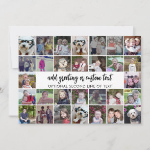30 Photo Collage Grid - 2 Text boxes - black white Holiday Card