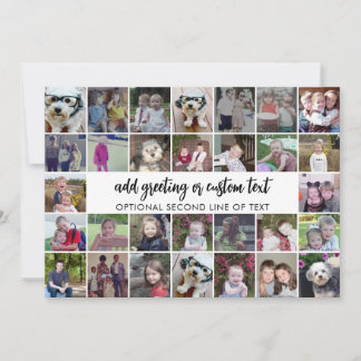 30 Photo Collage Grid - 2 Text boxes - black white Holiday Card
