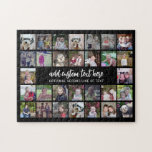 30 Photo Collage Grid - 2 Text boxes - black white Jigsaw Puzzle<br><div class="desc">Use 30 SQUARE photos to create a personal photo collage. This modern, clean layout includes 2 text blocks - 1 in a trendy script and 1 in a san serif font to add a family name or a name. The background colour can be changed in the customize area. ***For best...</div>