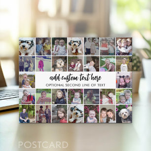30 Photo Collage Grid - 2 Text boxes - black white Postcard