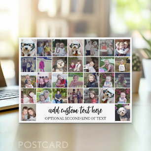30 Photo Collage Grid - 2 Text boxes - black white Postcard