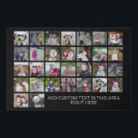 30 Photo Collage Grid - Text box - black white Faux Canvas Print<br><div class="desc">Use 30 SQUARE photos to create a personal photo collage. This modern, clean layout includes a text block in a san serif font to add a family name or a name. The background colour can be changed in the customize area. ***For best results for this multi photo layout - crop...</div>