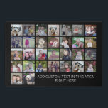 30 Photo Collage Grid - Text box - black white Faux Canvas Print<br><div class="desc">Use 30 SQUARE photos to create a personal photo collage. This modern, clean layout includes a text block in a san serif font to add a family name or a name. The background colour can be changed in the customize area. ***For best results for this multi photo layout - crop...</div>