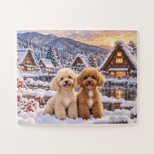 30 Piece Puzzle for Seniors, Toy Poodles in Snow
