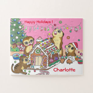 30 pieces Personalize Meerkats Jigsaw Puzzle pink