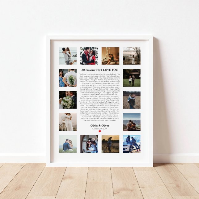 30 Reasons I Love You Gift For Wife, Girlfriend Poster (Creator Uploaded)
