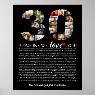 30 reasons why we love you 80th 70th birthday 60th poster