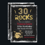 30 Rocks Rockstar Guitar 30th Birthday Invitation<br><div class="desc">30 Rocks Rockstar Electric Guitar Metal Metallic Silver Glitter Surprise 30th Birthday Invitation</div>