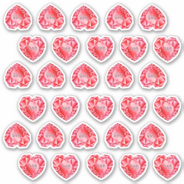  30 Ruby Heart Watercolor Add Monogram Red Wedding (Front)