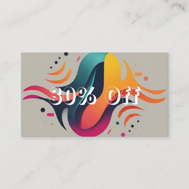 30% Save Big on Your Purchases! Discount Card (Front)