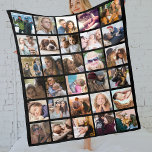 30 Square Photo Collage Template Fleece Blanket<br><div class="desc">Personalized photo fleecy blanket gift featuring a black background that can be changed to any colour,  and a 30 square photo template for you to customize to your own.</div>