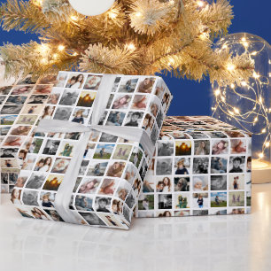 30 Square Photo Collage Wrapping Paper