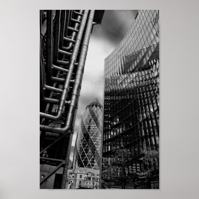 30 St Mary Axe The Gherkin Lloyds and Willis Poster (Front)