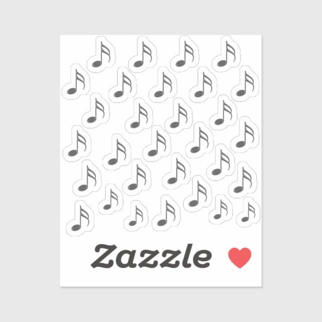 30-Stickers Dark Silver Metallic 3D Music Notes (Sheet)