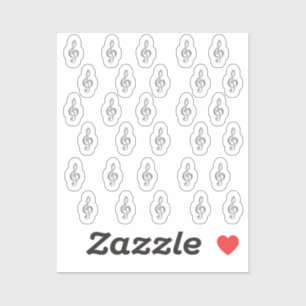 30-Stickers Silver Metallic 3D Music Treble Clef