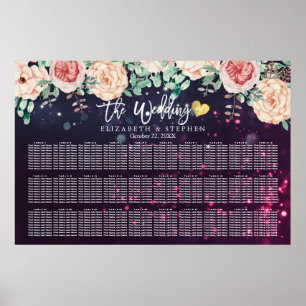 30 Tables Watercolor Floral Wedding Seating Chart