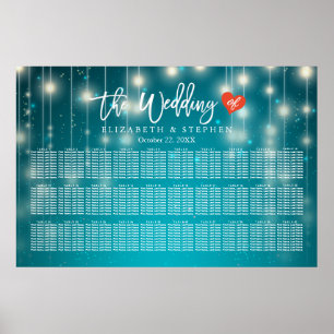 30+ Tables Wedding Seating Chart Blue String Light