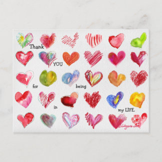 30 Thank You Valentine Hearts Postcard