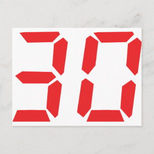 30 thirty red alarm clock digital number postcard