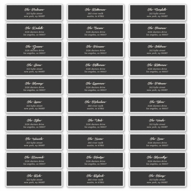 30 x Individual Black Cream Guest Envelope Address (Front)