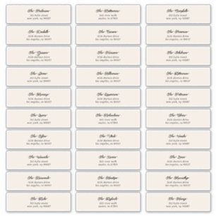 30 x Individual Cream Black Guest Envelope Address