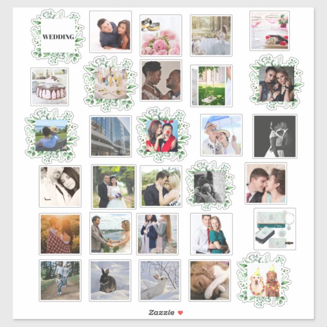 30 x WEDDING PHOTO Collage Journal Planner Leafs (Sheet)