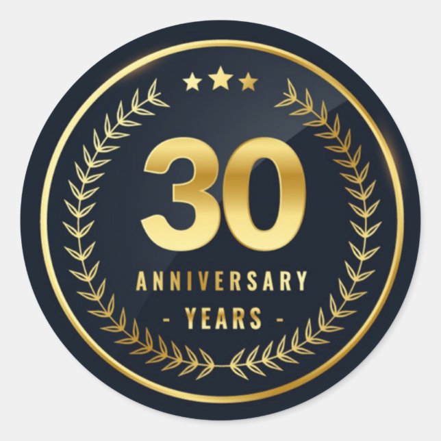 30 Year Anniversary Classic Round Sticker (Front)
