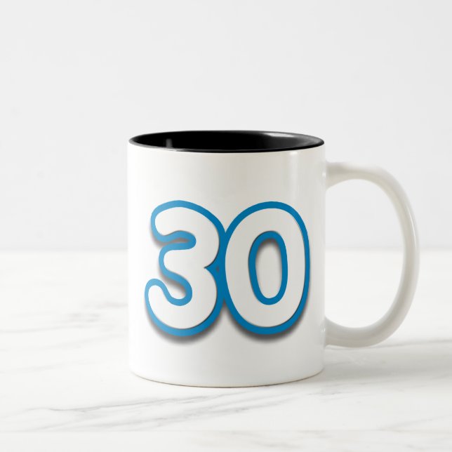 30 Year Birthday or Anniversary Sim Font Mug (Right)