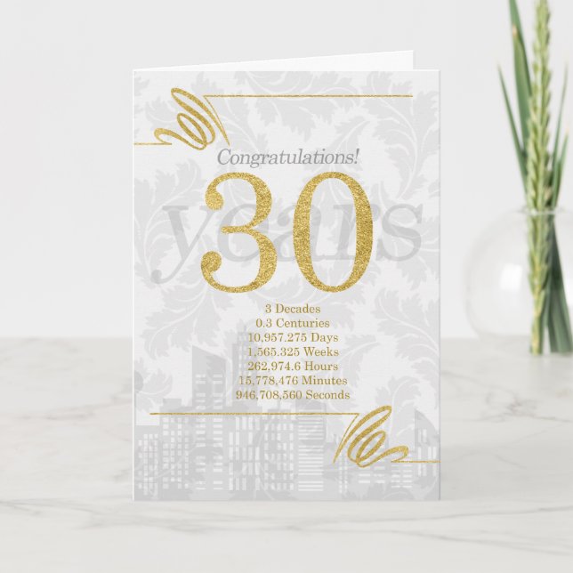 30 Year Employee Anniversary Professional Card (Front)