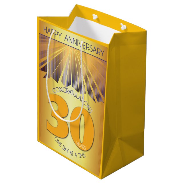 30 Year | Golden Ray 12 Step Anniversary Medium Gift Bag (Back Angled)