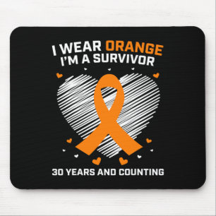 30 Year Leukaemia Survivor Gifts Orange Cancer Fre Mouse Pad