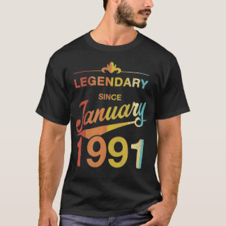 30 Year Old Gift 30th Birthday Vintage Born in Jan T-Shirt