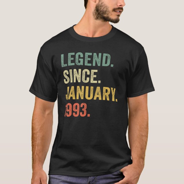 30 Year Old  Legend Since January 1993 30th Birthd T-Shirt (Front)