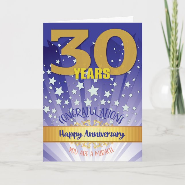 30 Year Recovery Anniversary Bold Numeral Card (Front)