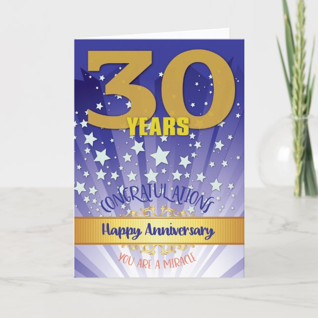 30 Year Recovery Anniversary Bold Numeral Card (Front)