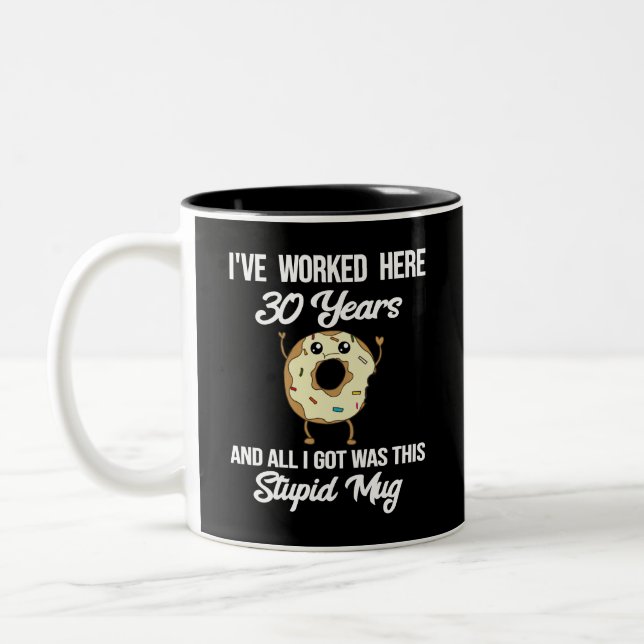 30 Year Work Anniversary Appreciation Gift Two-Tone Coffee Mug (Left)